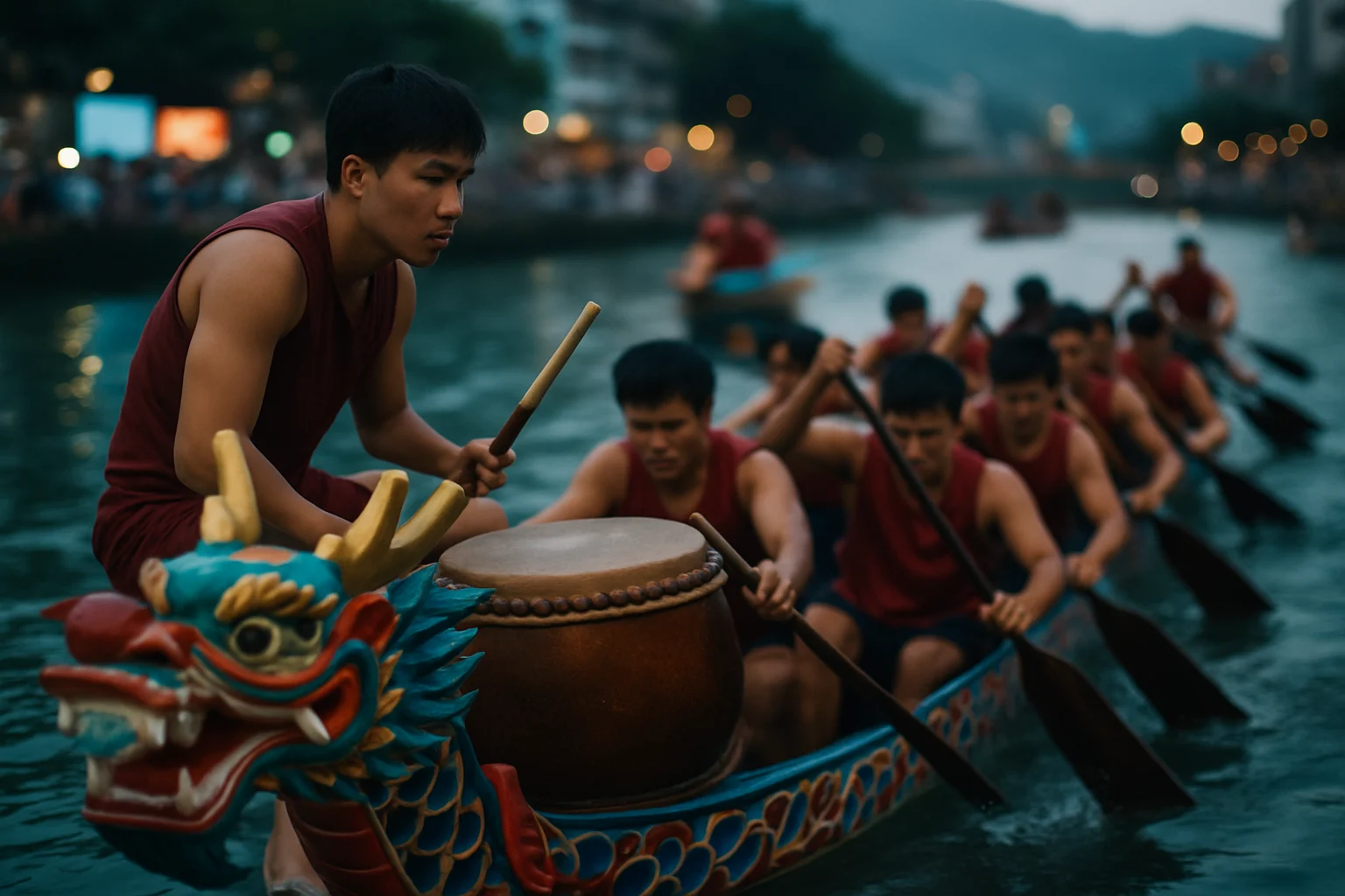 两岸端午节赛龙舟活动对比图，展示相似的传统习俗