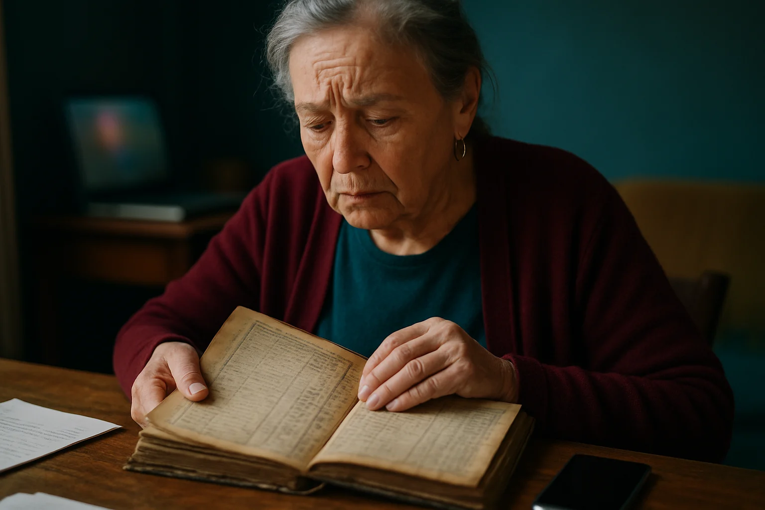 陈金英老人手持泛黄账本记录82笔债务的历史画面