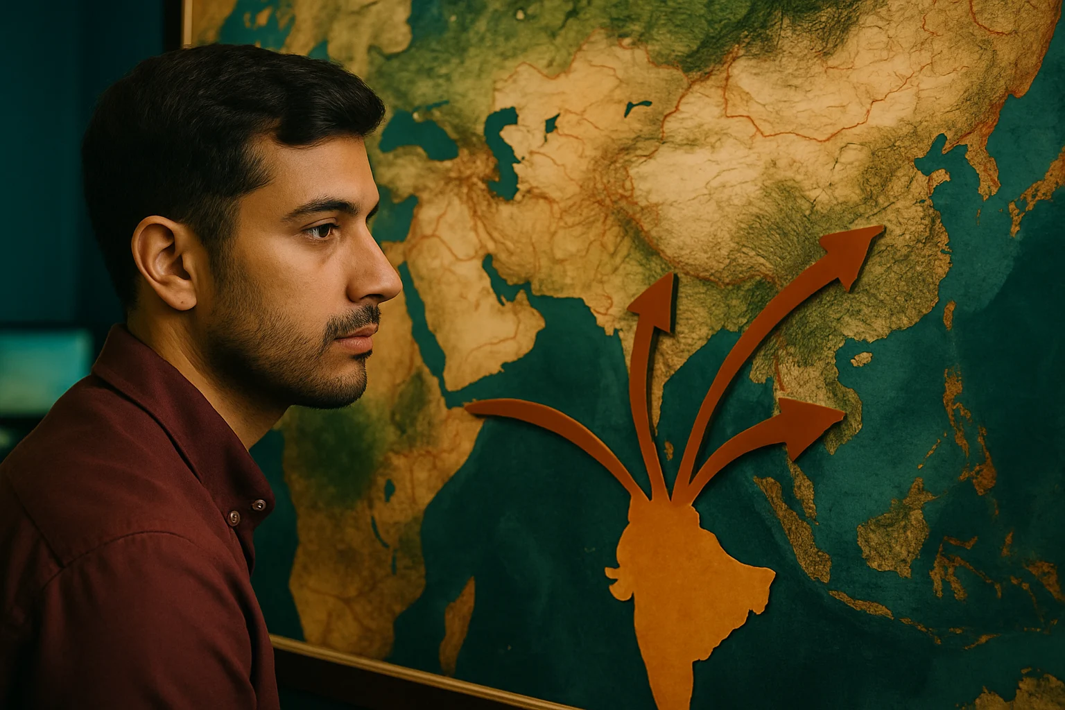 全球尿素贸易流向图，显示印度从中东和东欧进口尿素的主要航线