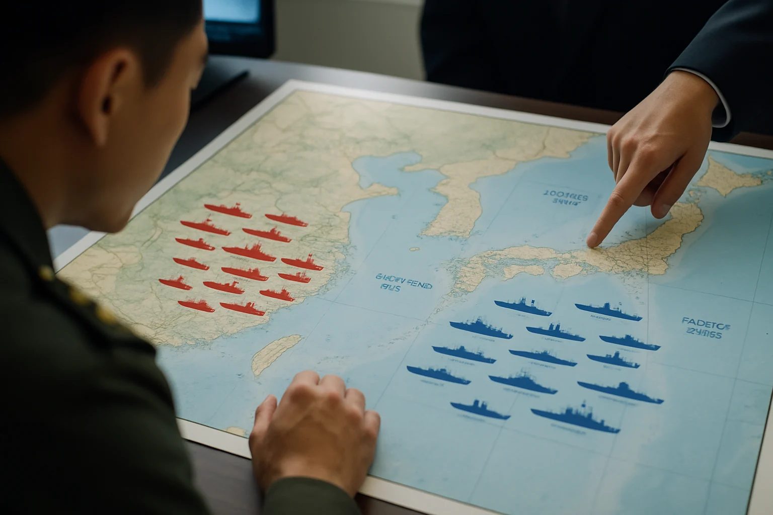 中日东海及西太平洋军事力量部署示意图