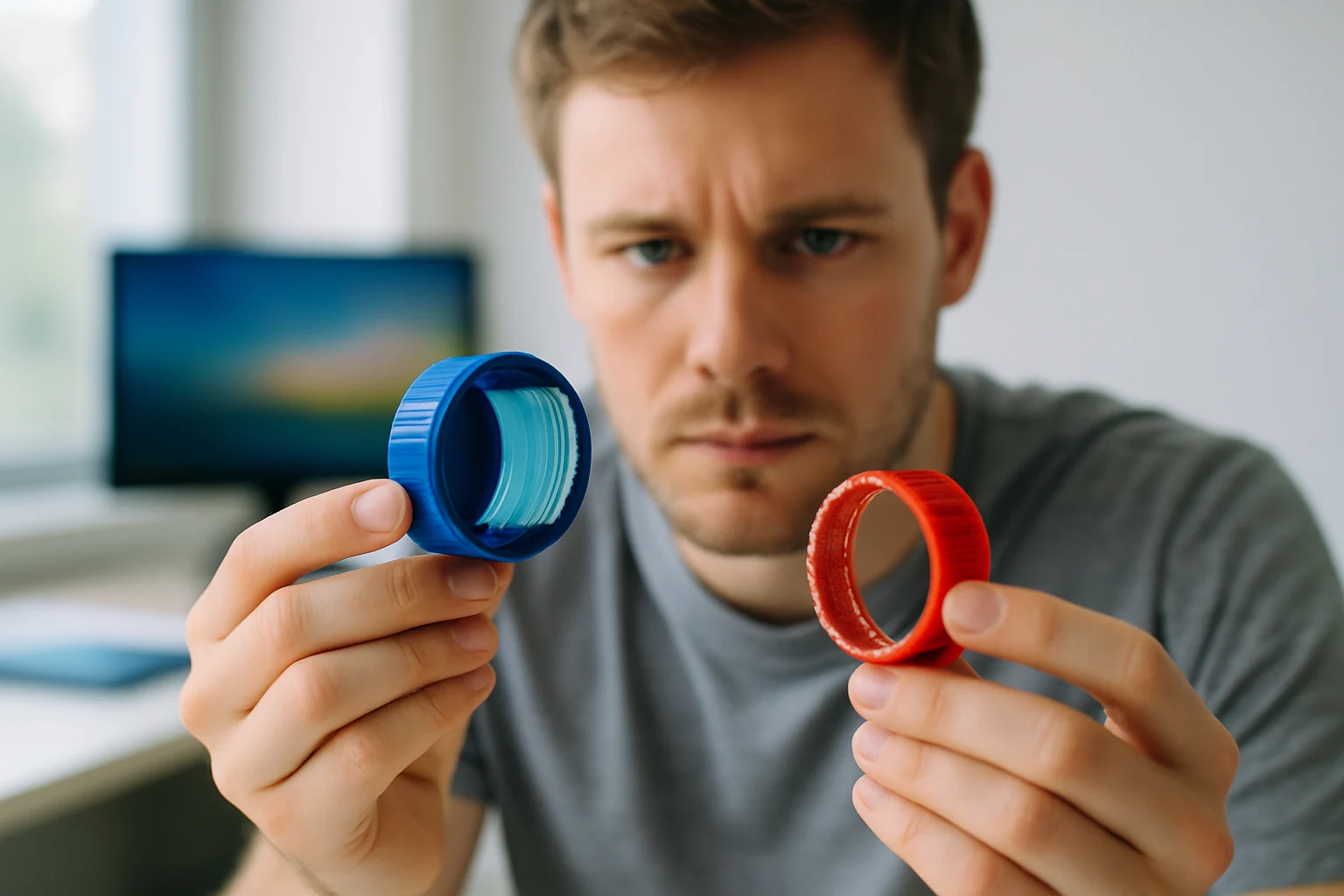 大头瓶盖与普通瓶盖螺纹结构对比示意图，展示密封差异