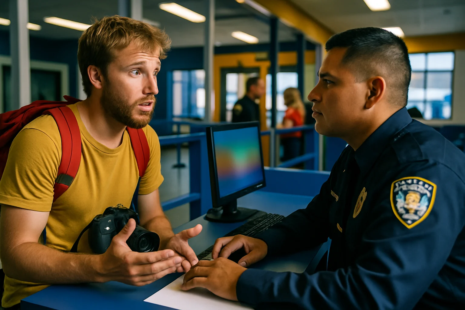 深圳湾口岸外籍旅客接受采访场景，两岸关系国际认知讨论