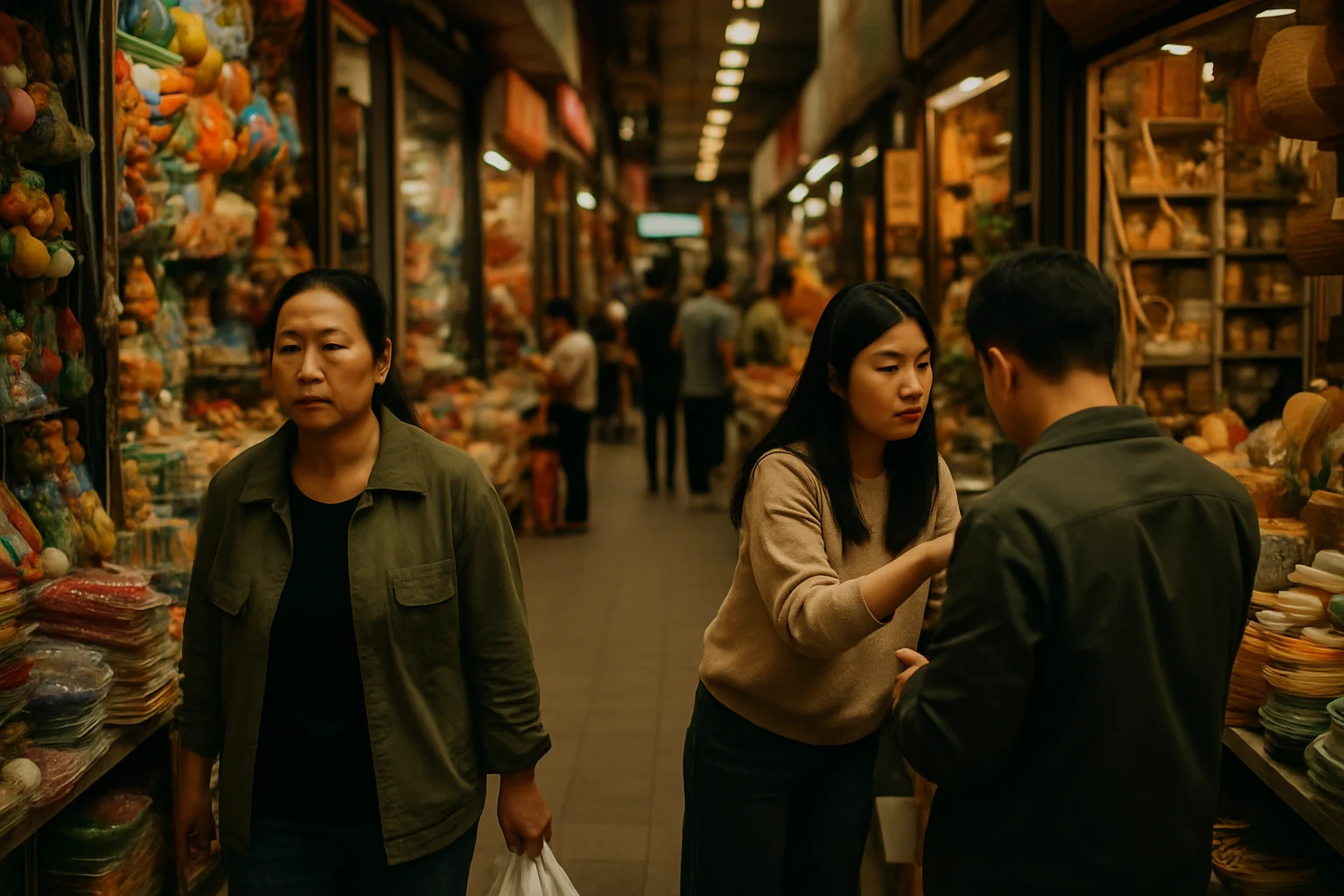 义乌国际商贸城外景与密集的批发商铺街道